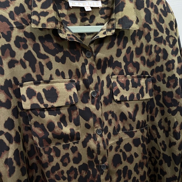 Karlie Olive Leopard Print Button Up Blouse - Picture 6 of 8